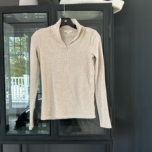 Vince zip front oatmeal sweater.